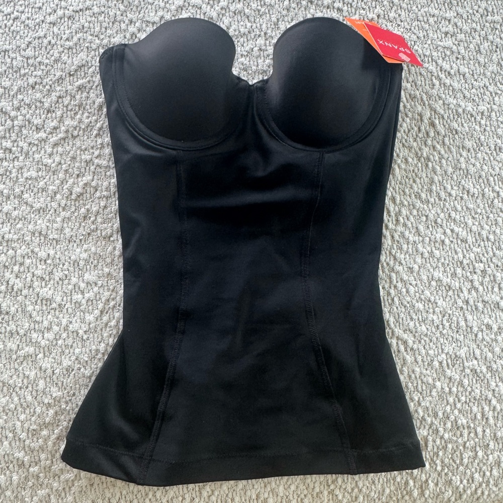 SPANX Bustier Cami Sculpting Top Black XS Strapless Convertible NWT